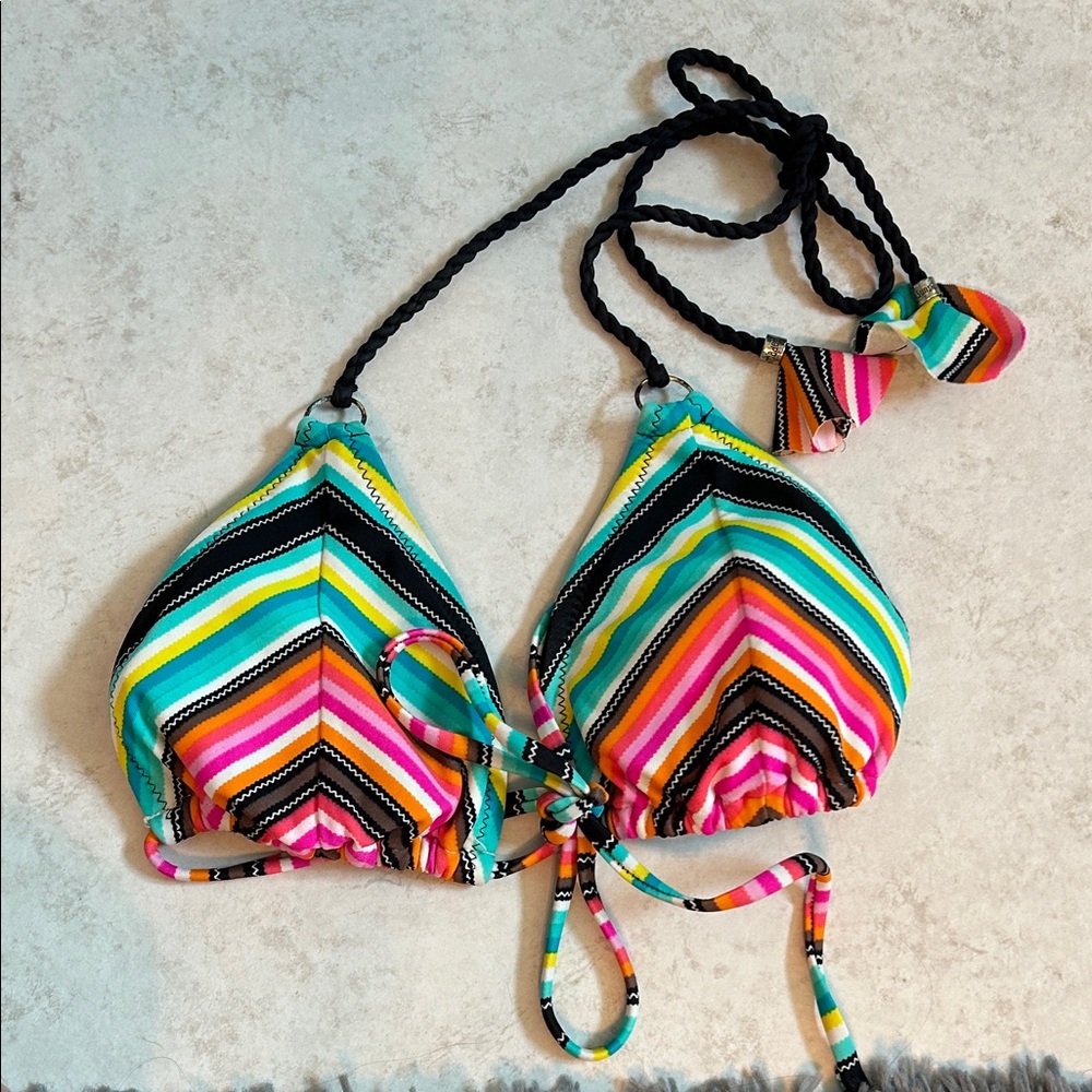 Colorful Striped Bikini Top
